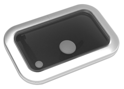 Go&iuml;ot Aluminium luik model 'Opal 20', satin, afm. 401x256mm, gatmaat 347x202mm, inbouwdiepte 15mm - 73106733 - 73106733