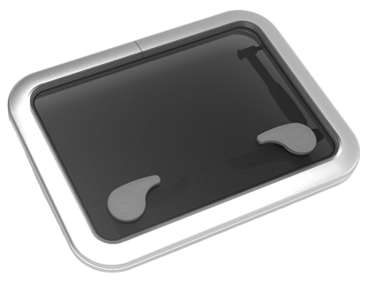 Go&iuml;ot Aluminium luik model 'Opal 30', satin, afm. 511x381mm, gatmaat 457x327mm, inbouwdiepte 15mm - 73106734 - 73106734