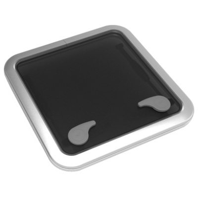 Go&iuml;ot Aluminium luik model 'Opal 40', satin, afm. 475x475mm, gatmaat 421x421mm, inbouwdiepte 15mm - 73106735 - 73106735