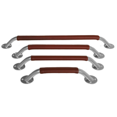 RVS Handreling met lederen overtrek, &Oslash;24x20mm (ovaal), H=73mm, L=280mm - 73106859 1 - 73106859