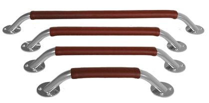 RVS Handreling met lederen overtrek, &Oslash;24x20mm (ovaal), H=73mm, L=280mm - 73106859 1 - 73106859