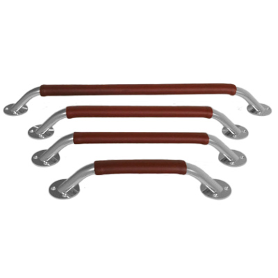 RVS Handreling met lederen overtrek, &Oslash;24x20mm (ovaal), H=73mm, L=430mm - 73106859 3 - 73106861