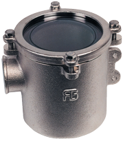 Brons-vernikkeld koelwaterfilter (robuust) met RVS 316 zeef, 1-1/4", H=178mm, 12500l/u - 9001164f - 9001164F