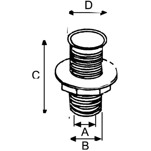 Kunststof doorvoer (loospijp), &Oslash;22mm, L=62mm, zwart - 9001421 3 - 9001421