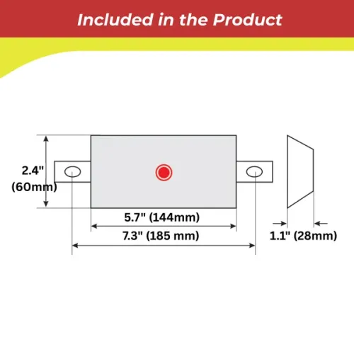 Navalloy European Style Hull Anode; 144 x 60mm - 9017704a 02 - 9017704A