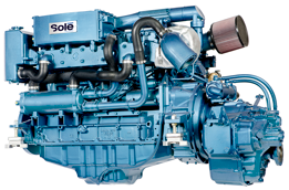 Sol&eacute; Scheepsdieselmotor SDZ 280 TURBO & intercooler, met Technodrive keerkoppeling TM265A, R=2.09:1 - 9022286 - 9022286