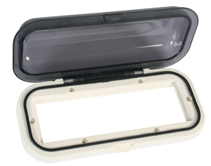 Kunststof radioklep met verende smoke-kleurige klep, inclusief pakking, 229x104x50mm, wit - 9024345 1 - 9024345