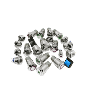 RVS Ring LED drukschakelaar, (ON)/OFF, 24V, boorgat &Oslash;22mm, inbouwdiepte 40mm, blauw LED - 9025268 2 - 9025268