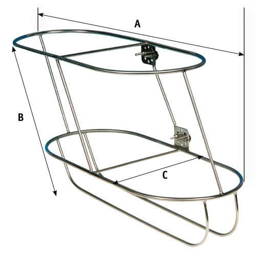 RVS Fenderhouder, schuin model voor 2 fenders (links), A=830mm, B=415mm (Comet 5) - 9048750l 2 - 9048750L