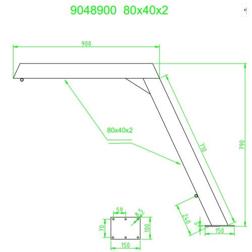 RVS Davit met touw, blok en winch, vaste uitvoering, 120kg, (prijs per stuk) - 9048900 bild - 9048900