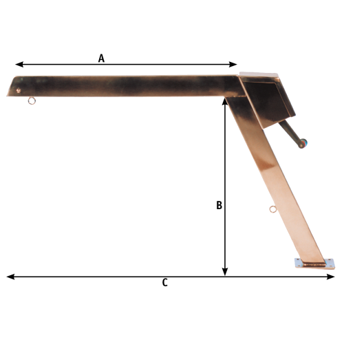RVS Davit met touw, blok en winch, vaste uitvoering, 200kg, (prijs per stuk) - 9048902 01 - 9048902