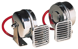 Messing verchroomde elektromagnetische scheepshoornset, 2-tonig, 105mm, 12V (110dB(A)-410/490Hz) - 905012 1 1 - 905012
