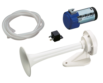 ABS-scheepshoorn met compressor, wit, L=250mm, 24V (116dB(A)-420Hz) elektropneumatisch - 905063 1 - 905063