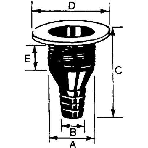 Kunststof huiddoorvoer, 1", afm. A=32mm, B=25mm, C=94mm, D=62mm, E=45mm, wit - 9062041 1 - 9062041