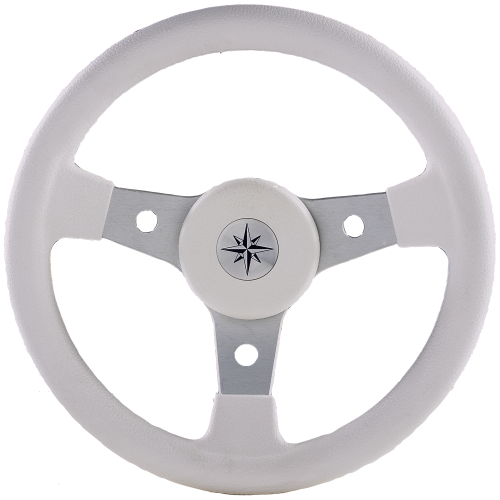 3-Spaaks stuurwiel 'Delfino' zilver aluminium met witte vinyl rand, &Oslash;310mm, diepte 100,6mm - 9062102w - 9062102/W