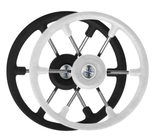 6-Spaaks stuurwiel 'Leader Tanegum' RVS met zwarte polyurethaan rand, &Oslash;360mm, diepte 101,5mm - 9062109 2 - 9062109