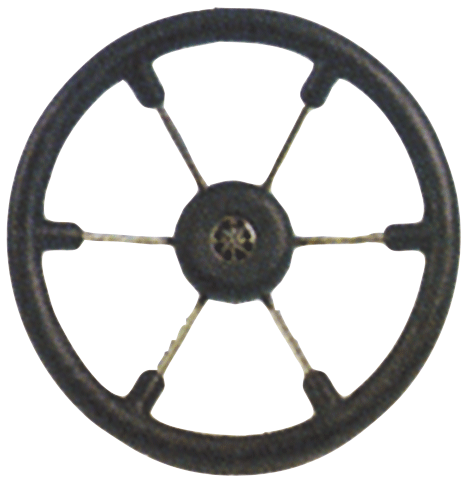 6-Spaaks stuurwiel 'Leader Tanegum' RVS met zwarte polyurethaan rand, &Oslash;400mm, diepte 101,5mm - 9062110 1 - 9062110