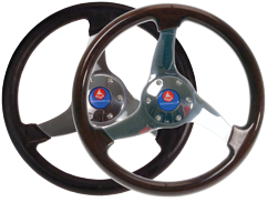 3-Spaaks stuurwiel 'Elica' RVS met mahoniehouten rand, &Oslash;350mm, diepte 95mm - 9062136 2 - 9062136