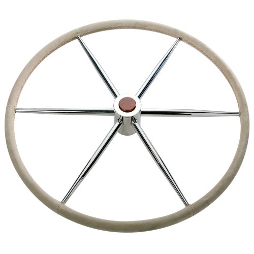 Stuurwiel leer 6-spaaks-RVS 70cm - 9068570 1 - 9068570