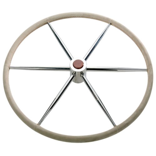 Stuurwiel leer 6-spaaks-RVS 90cm - 9068590 1 - 9068590