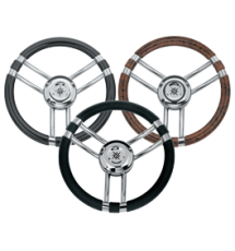 3-Spaaks stuurwiel 'model 22' RVS met zwarte polyurethaan rand, &Oslash;350mm, diepte 60mm - 9068712 2 - 9068712