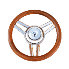 3-Spaaks stuurwiel 'model 26L' RVS met houten rand, &Oslash;350mm, diepte 60mm - 9068725 1 - 9068725