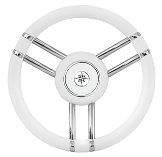 3-Dubbelspaaks stuurwiel type 28", wit, met polurethaan rand, &Oslash;=350mm - 9068731 - 9068731