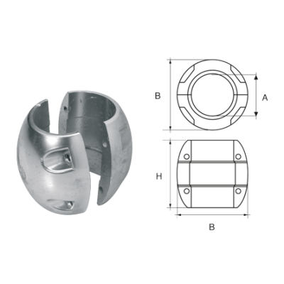 Aluminium anode voor &Oslash;20mm-as, bolvormig - 9077220 - 9077220