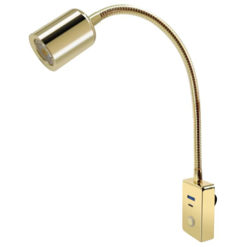 Messing kaartleeslamp, halogeen, 12V/10W, voetplaat &Oslash;86mm, met schakelaar - 9078368 - 9078368