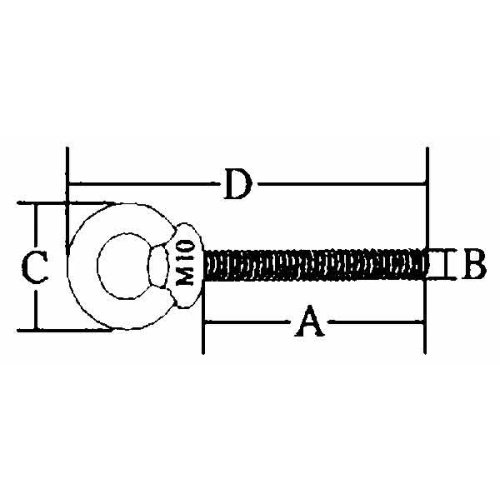 RVS ringbout (schroefoog), A=120mm, B=12mm, C=56mm, D=177mm - 9078732 1 - 9078732
