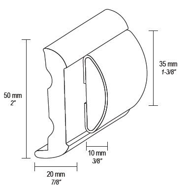 Kunststof basisprofiel hoog voor 'Sphaera 35', minimale order 12m, zwart - 9080321r 1 1 - 9080321R