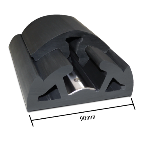 PVC stootlijst 'Bino', B=90mm, zwart 12mtr. - 9080750r - 9080750R