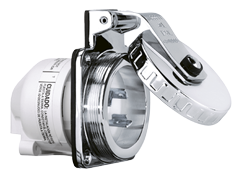 NEMA-16A-Boordstopcontact, RVS, 16A/230V, geaard, met schroefdeksel, IP56 - 9089305 1 - 9089305