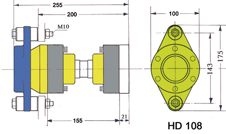 Hydradrive Type HD-108 homokinetische aandrijfset, met druklager, homokineet en adapter - 9099500 2 - 9099500