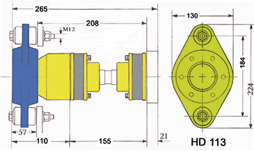 Hydradrive Type HD-113 homokinetische aandrijfset, met druklager, homokineet en adapter - 9099505 3 - 9099505