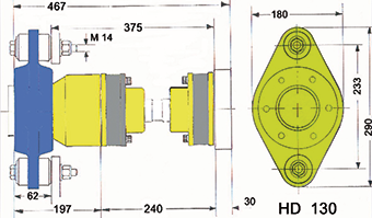 Hydradrive Type HD-130 homokinetische aandrijfset, met druklager, homokineet en adapter - 9099520 2 - 9099520