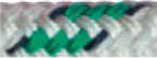 Allcord-18, dubbel gevlochten schootlijn, &Oslash;12mm, wit met groen/zwarte merkdraad, 200m - Al1812 gr 1 - AL1812/GR