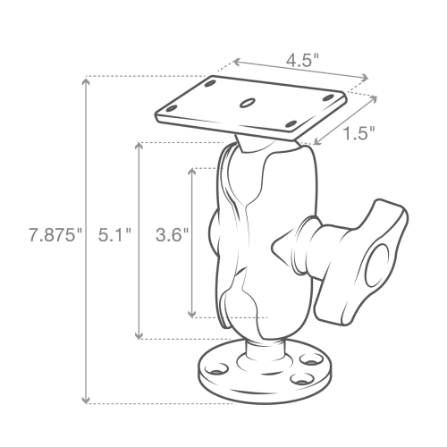 Ram Mount RAM-D-202-25-C-202U kort 129mm voor Helix 8-15 & Solix - B9x8t7on - 900405002