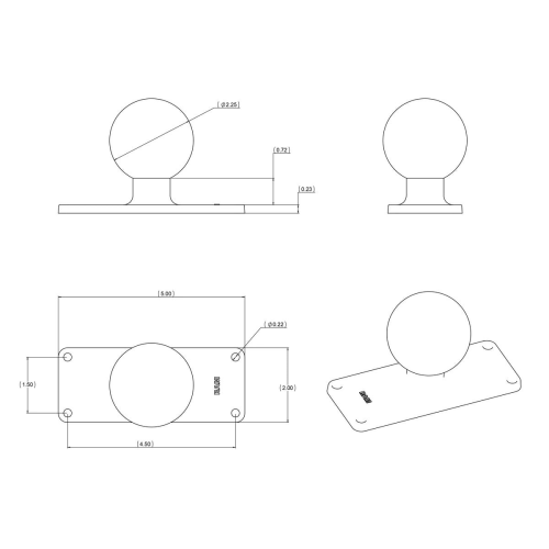 Ram Mount RAM-D-202U-25 rechthoekige basisplaat (montage op unit) - Bzvxa44d - 900405014