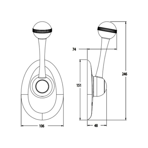 &Eacute;&eacute;nhandel motorbediening CH2850, zijmontage, zonder twist-grip schakelaar - Ch2850p 2 - CH2850