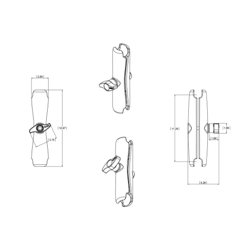 Ram Mount RAM-D-201U-E verbindingsarm lang 327 mm - Dala46xk - 900405017