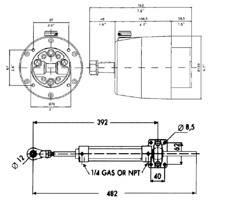 Hydraulische Stuurset 50kgm, incl. pomp/cil./fittings/olie (Teleflex) - Ge50 7 01 72dpi - GE50/T