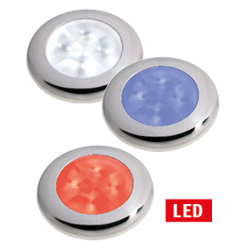 Hella Slim-Line ROUND ori&euml;ntatieverlichting, blauw, 12V LED, RVS gepolijste rand, &Oslash;72mm - Gp 041347 - 9041348