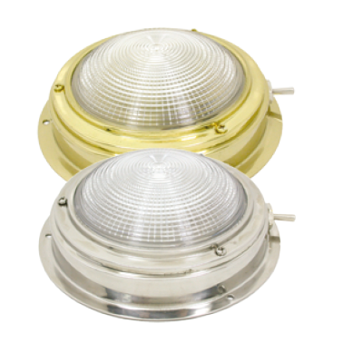 Messing kajuitlamp met geribde lens, 12V /15W, A=140mm, B=98mm, met ventilatie & schakelaar - Gp 078361 72dpi - 9078362