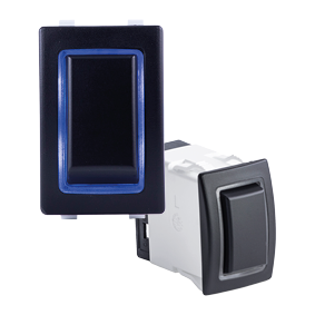 Sierra Waterdichte (IP68) HALO continue verlichte schakelaar; LED Blauw, DPDT, ON-OFF-ON - Haloschakelaar blauw - 64RK40670B