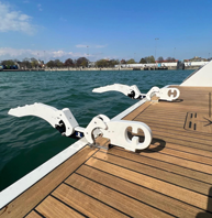 Hurley H2O Davit System 8" White Mount Hard Bottom w/foot plate to perm. mount to swim platf - Hurley h2o on deck 72dpi - 9084623