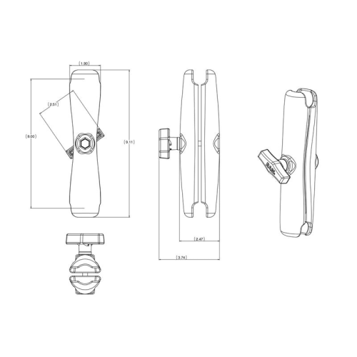 RAM-201U-D Verbindingsarm lang 230mm C kogel - J4ieyfpg - 900405020