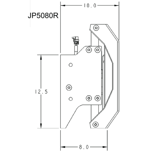 SeaStar Electro hydraulic Jack Plate powerlift, 8" set-back - Jp5080r dims 72dpi - JP5080R
