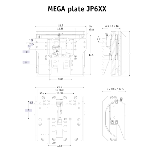 Seastar Electro hydraulic Mega Plate 8" Setback, Standard Mount - Jp6080 2 - JP6080