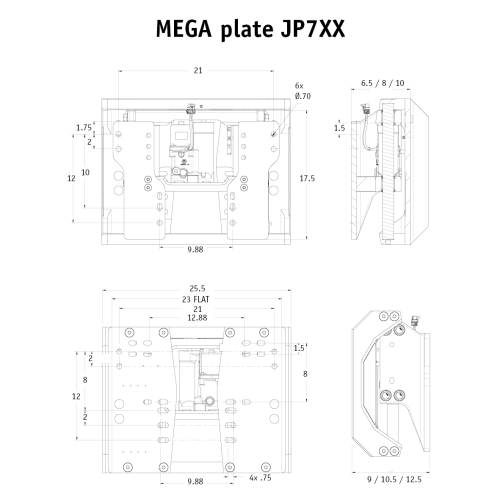 Seastar Electro hydraulic Mega Plate 10" Setback, Wide Mount - Jp7100 2 - JP7100